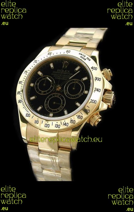 Rolex Daytona Swiss Replica Gold Watch in White Stick Hour Markers