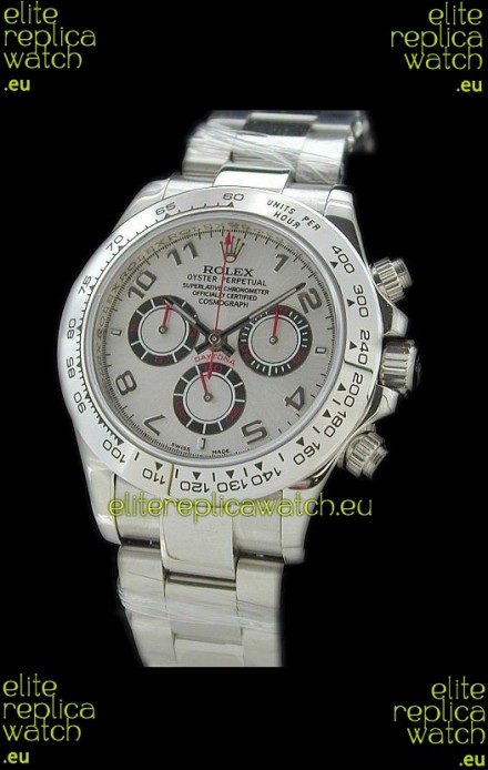Rolex Daytona Cosmograph Swiss Replica Steel Watch in Silver Dial