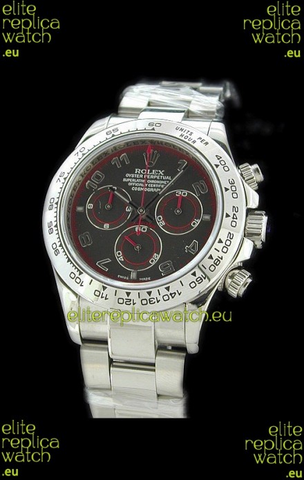 Rolex Daytona Cosmograph Swiss Replica Steel Watch in Red Subdial