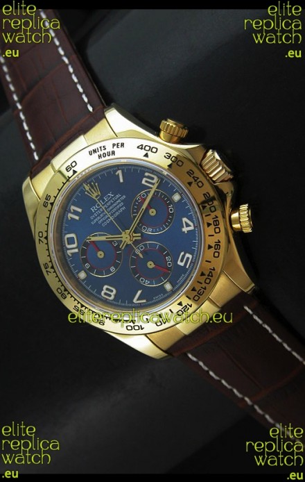 Rolex Daytona Cosmograph Swiss Replica Yellow Gold Watch in Blue Dial