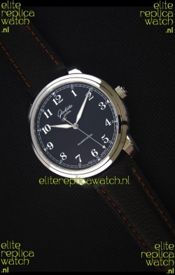 Glashuette Senator Excellence Black Dial Steel Case Swiss Replica Watch