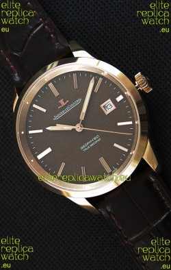 Jaeger LeCoultre Geophysic True Second Pink Gold Swiss Replica Watch Brown Dial 