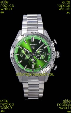Tag Heuer Carrera Swiss Quartz Movement Replica Watch in Green Dial - Stainless Steel Strap