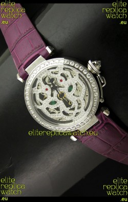 Cartier Pasha Ladies Replica Watch in Skelton Diamond Dial