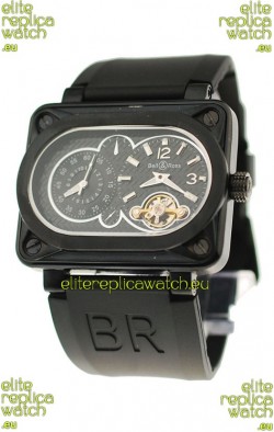 Bell and Ross BR Minuteur Tourbillon PVD Japanese Watch in Black Dial