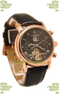 Patek Philippe Grand Complications Tourbillon Gold Watch in Black Dial
