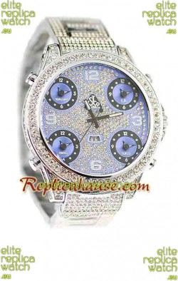 Jacob & Co Diamond Japanese Replica Watch in Light Blue Dial