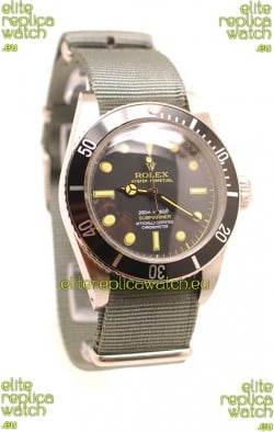 Rolex Submariner Swiss Watch Grey Nylon Strap Watch