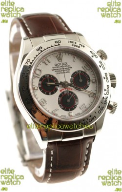 Rolex Daytona Cosmograph Swiss Replica Watch in Brown Leather Strap