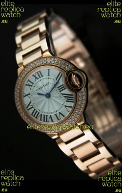 Ballon De Cartier Ladies Replica Watch in Pink Gold 