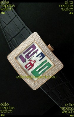 Franck Muller Geneve Infinity Japanese Gold Watch in Multi Color Numeral Markers