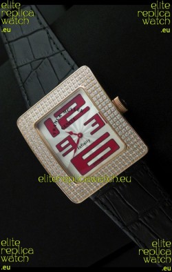 Franck Muller Geneve Infinity Japanese Gold Watch in Red Numeral Markers