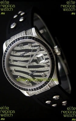 Rolex Datejust Mens Japanese Replica Leopard Watch in Diamand Markers
