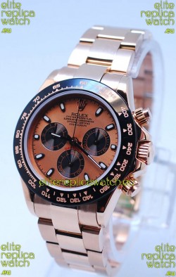 Rolex Daytona Chronograph MonoBloc Cerachrom Bezel Swiss Replica Watch in Rose Gold Plated