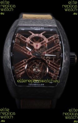 Franck Muller Vanguard Skeleton Tourbillon Black Carbon Swiss Replica Watch