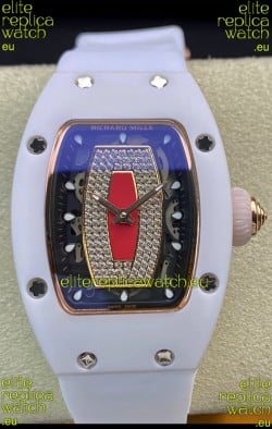 Richard Mille RM-07-01 Diamonds Dial White Ceramic Ladies 1:1 Swiss Replica Watch 