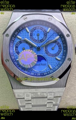 Audemars Piguet Royal Oak Perpetual Calendar Swiss Replica Steel Casing Watch in Steel Blue Dial 