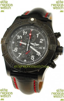 Breitling Chronograph Chronometre Japanese Replica PVD Watch in Black Strap