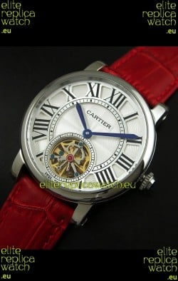 Cartier Ronde de Tourbillon Japanese Replica Watch in Red Strap