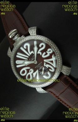 Gaga Milano Italy Manuale Replica Japanese Watch in Coffee Dial