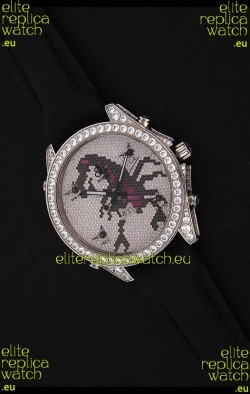 Five Time Zones J&C Clone Japanese Watch in Full Diamonds