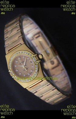 Omega Full Gold Diamonds Constellation Japanese Watch