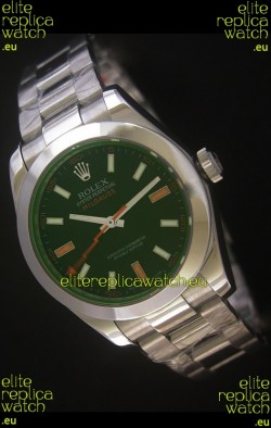 Rolex Oyster Perpetual Milgauss Swiss Replica Stainless Steel Watch in Black Dial