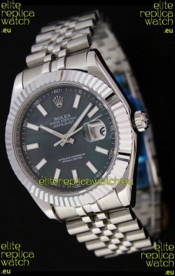 Rolex DateJust Japanese Replica Watch in Black Mother of Pearl Dial