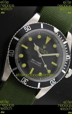 Rolex Submariner Swiss Replica Watch in Domed Crystal Green Nylon Strap