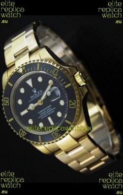 Rolex Submariner Japanese Gold Watch in Black Dial with Ceramic Bezel