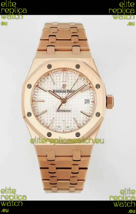 Audemars Piguet Royal Oak 37MM White Dial Rose Gold Watch in 3120 Movement - 1:1 Mirror Replica
