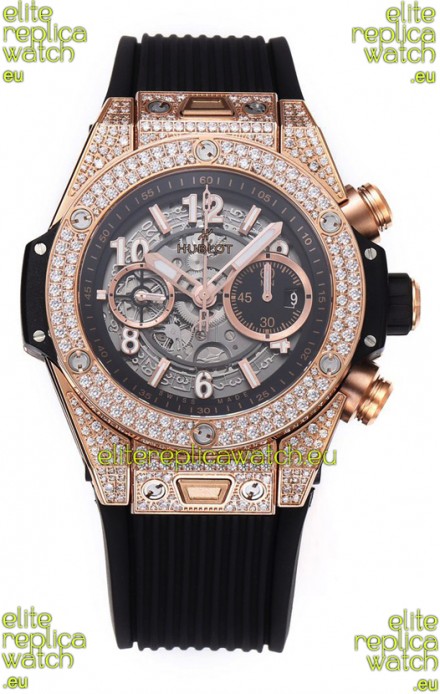 Hublot Big Bang Unico Rose Gold Diamonds Casing 1:1 Mirror Edition Swiss Replica Watch