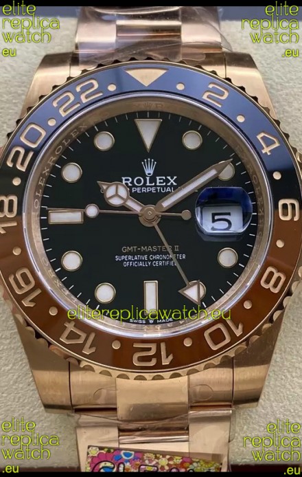 Rolex GMT Masters II M126715CHNR Everose Gold Swiss Replica 1:1 Mirror Watch - 904L Steel 