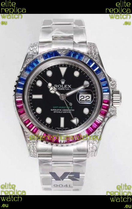 Rolex GMT Masters II Diamonds Swiss watch in 904L Case - 1:1 Mirror Quality