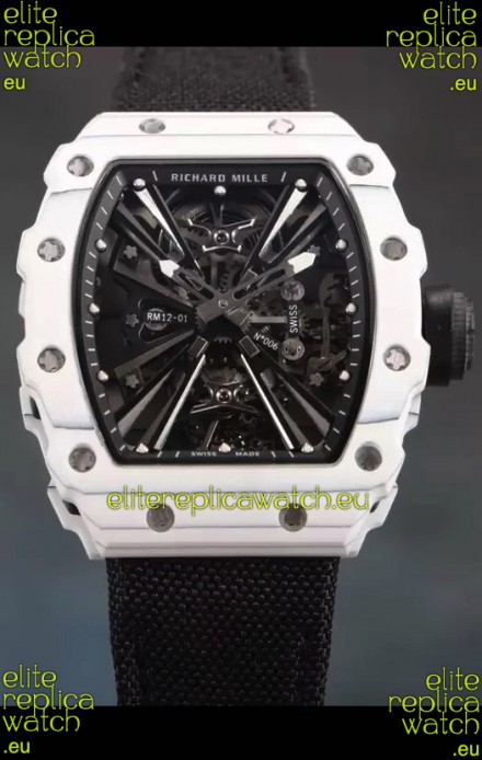 Richard Mille RM12-01 White Carbon Fiber Case Genuine Tourbillon Movement 1:1 Mirror Replica Watch