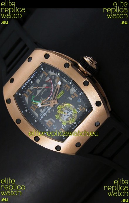 Richard Mille RM002 Power Reserve Tourbillon Swiss Replica Watch in Pink Gold Case 