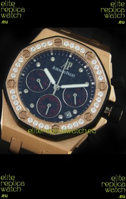 Audemars Piguet Royal Oak Offshore Lady Alinghi Swiss Watch in Black Checkered Dial