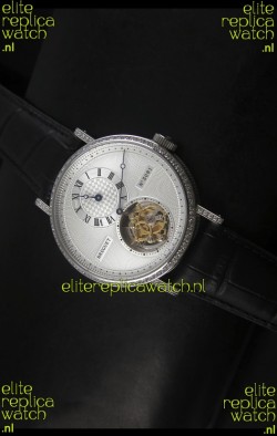 Breguet Classique Tourbillon Swiss Replica Watch in Stainless Steel with Diamonds Bezel