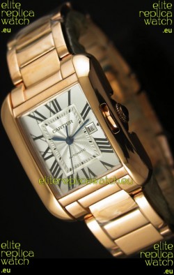 Cartier Tank Anglaise Mid Sized Swiss Watch Pink Gold - 1:1 Mirror Replica Watch