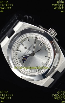 Vacheron Constantin Overseas MoonPhase Stainless Steel Swiss Watch in Black Strap