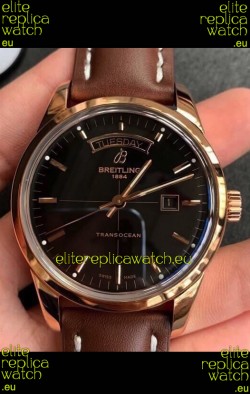 Breitling Transocean Day & Date Swiss Replica Watch in Black Dial 1:1 Mirror Edition