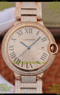 Ballon De Cartier Swiss Automatic Watch with Diamonds Embedded Dial and Casing - 42MM