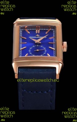 Jaeger LeCoultre Reverso Swiss Replica Watch in Rose Gold Casing - Blue Dial 