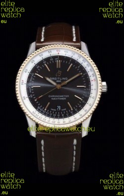 Breitling Navitimer 1 Automatic Swiss Replica Watch in Brown Dial Rose Gold Bezel