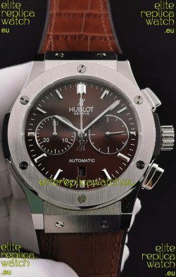 Hublot Classic Fusion Chronograph Stainless Steel Casing Brown Dial 1:1 Mirror Replica Watch 