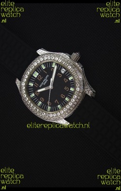 Patek Philippe Aquanaut Swiss Replica Watch with Diamonds Encrusted Casing 