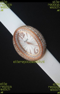 Piaget Limelight Magic Hour Swiss Quartz Watch Rose Gold in White Strap