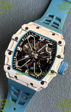 Richard Mille RM35-03 Rafael Nadal Edition White Carbon Fiber Casing 1:1 Mirror Replica Watch in Blue Strap