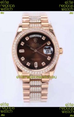 Rolex Day Date Presidential Rose Gold Watch 36MM - Brown Dial 1:1 Mirror Quality Watch