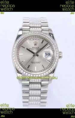 Rolex Day Date Presidential 904L Steel 36MM - Steel Dial 1:1 Mirror Quality Watch
